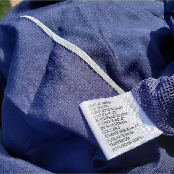 Windbreaker Lightweight Jacket Navy Yellow Stripes Twee Mens Sz M - Picture 7 of 9